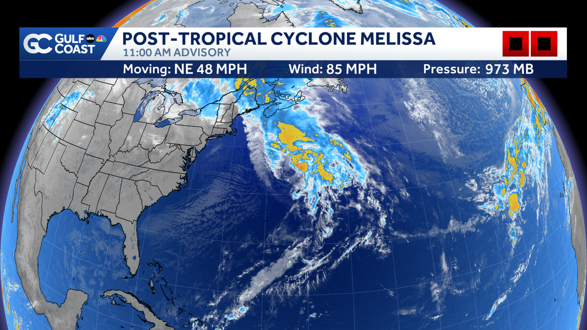 Melissa transitions into a post-tropical cyclone