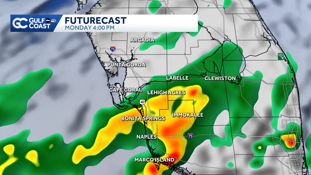 Scattered rain Monday; cold front moving in