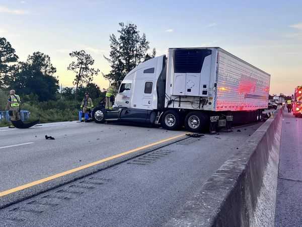 Tractor-trailer accident near mile 129 in Martin County