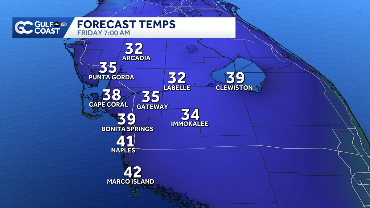 Rain hits the Gulf Coast as cold front moves in, freezing temperatures ...