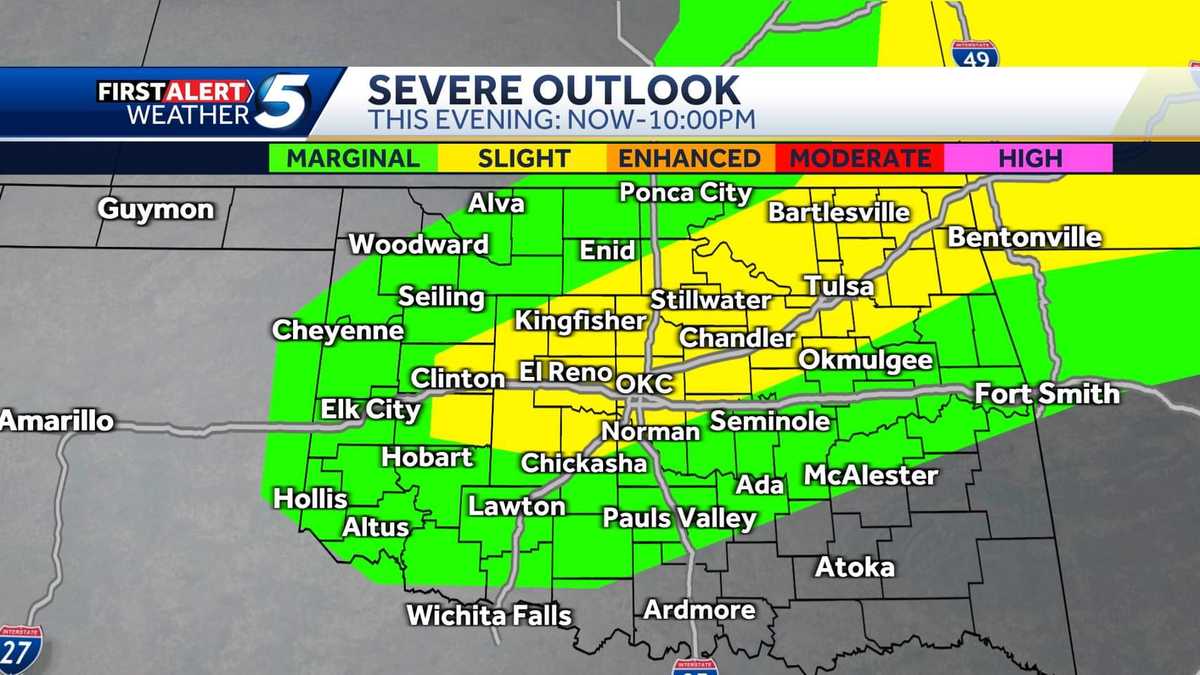 Oklahoma could see storms with 60-70 mph damaging winds Thursday