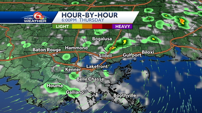 New Orleans storms heavy rain flood threat heat humidity