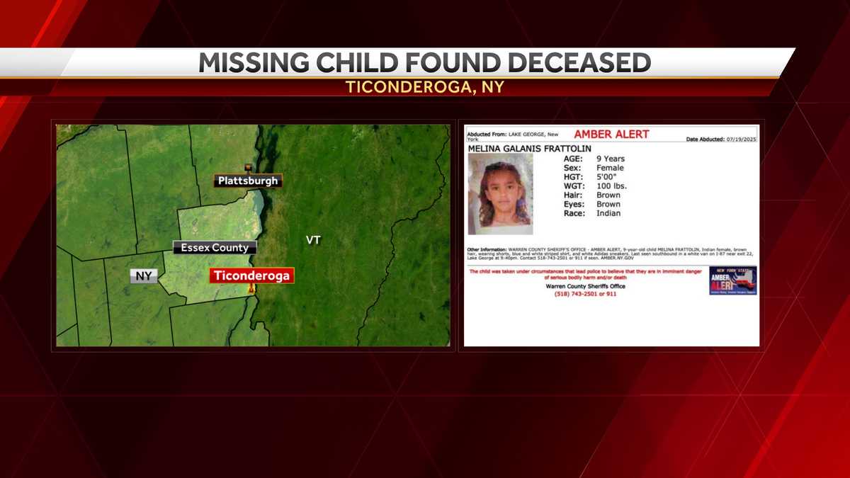 Missing 9-year-old girl found dead in Ticonderoga, police say