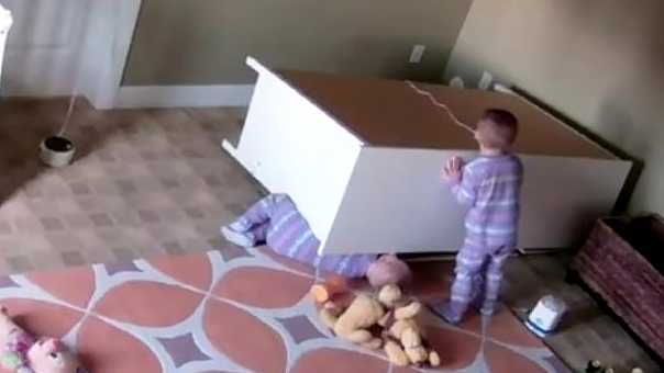 Toddler Saves Twin From Fallen Dresser