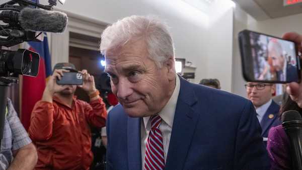 Rep. Tom Emmer, R-Minn., arrives as Republicans meet to decide who to nominate to be the new House speaker, on Capitol Hill in Washington, Tuesday, Oct. 24, 2023.
