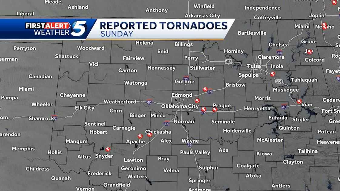 Tornadoes reported in Oklahoma during Sunday severe storms - KOCO
