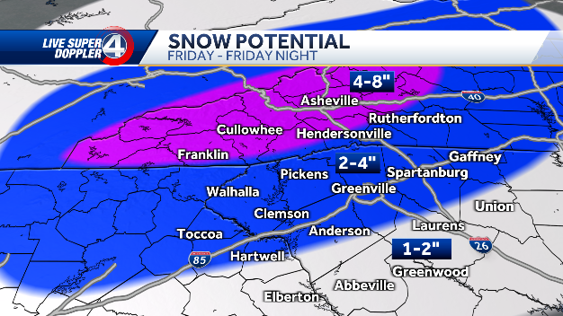 Winter Storm Forecast Models, Expected Totals For South Carolina