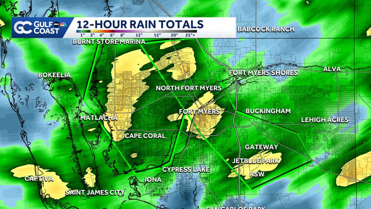Rain tapers off overnight along the Gulf Coast