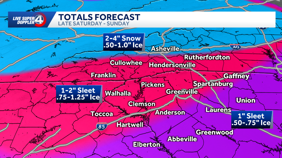 Latest timing, ice totals expected this weekend