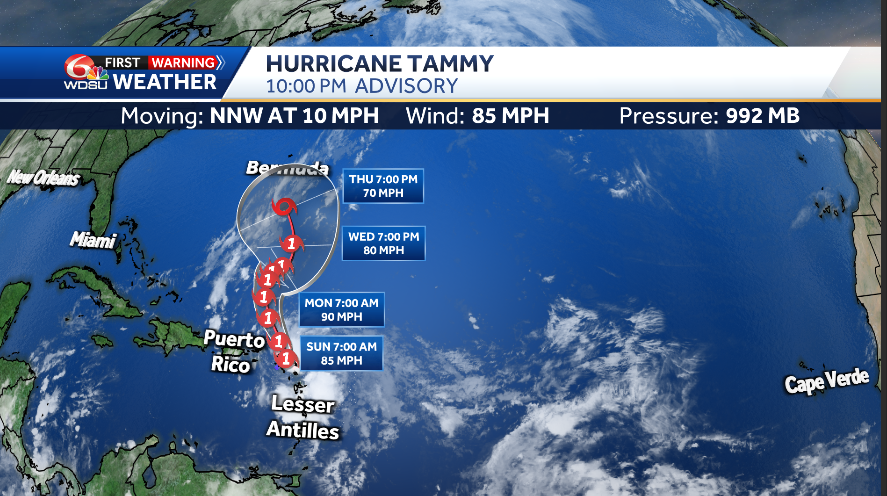 Hurricane Tammy forms; watches, warnings for Leeward Islands