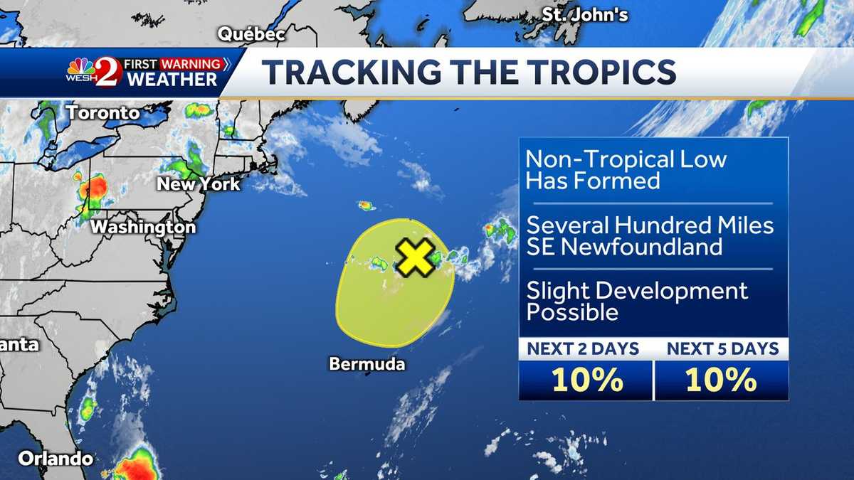 Slight chance of development as system moves south in Atlantic