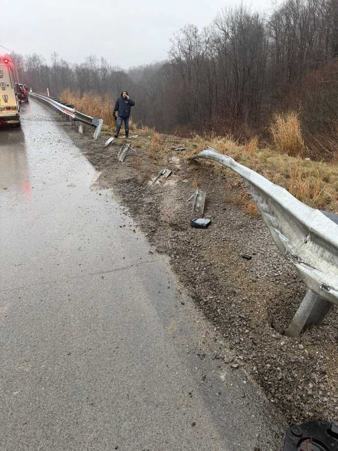 Tractor-trailer crashes nearly 40 feet over hillside in Armstrong County