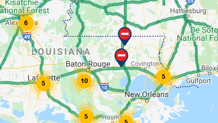 Dotd Road Closures Map New Orleans Winter Weather Traffic Conditions 2022