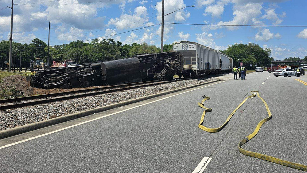 Train derailment leads to fuel leak, road closures