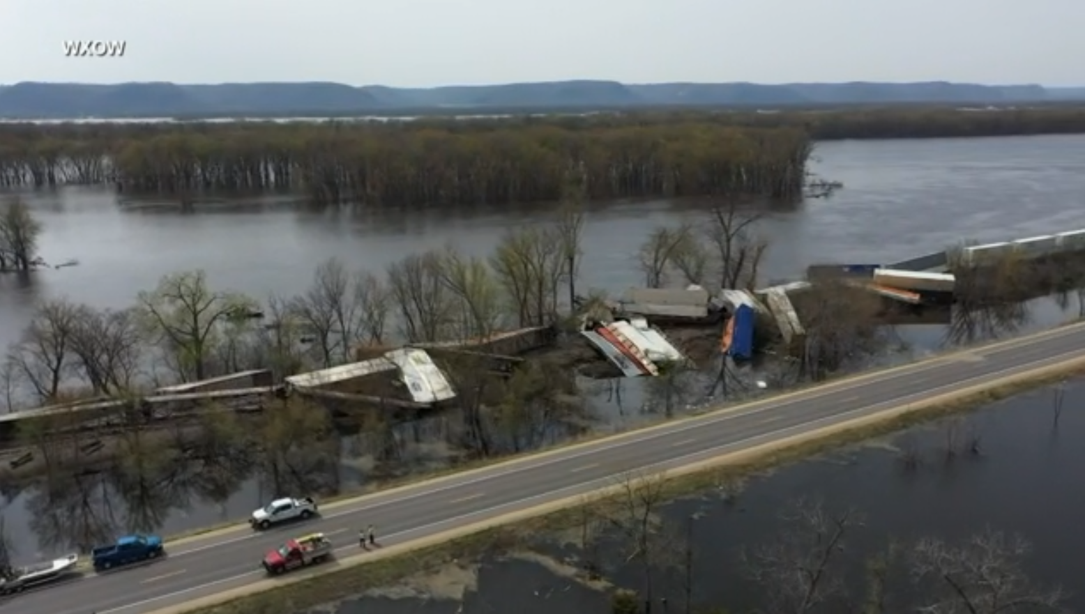 Derailed Train Cars Removed From River In Wisconsin