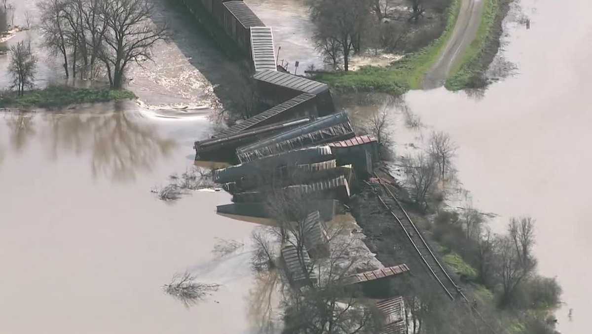 Union Pacific Flooding likely factor in Elk Grove train derailment