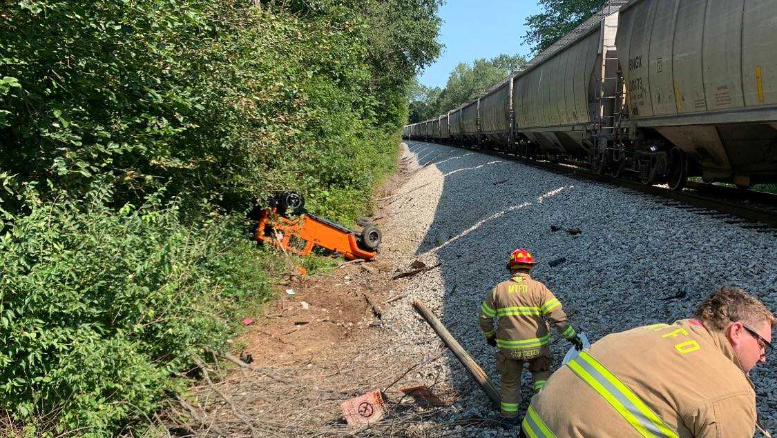 Fire officials: 1 injured after train collides with car in Indiana