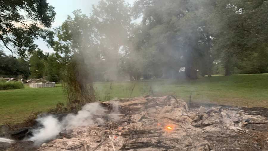 Trash fire burns in Washington Parish