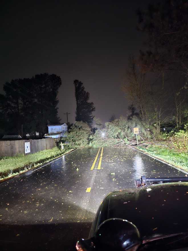 A tree fell across Moss Road and Richmond Road.