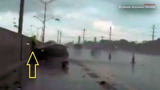 Trooper leaps out of path of out-of-control car