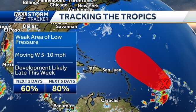 Hot and humid this afternoon. Tracking tropical development