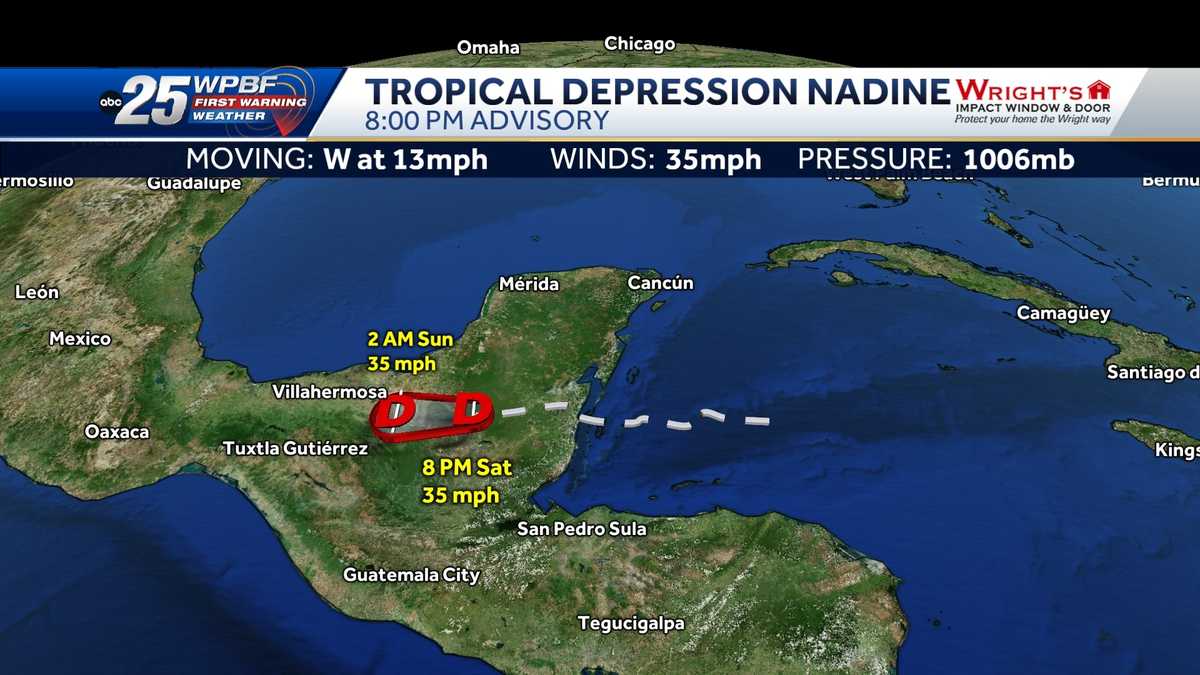 Nadine weakens to a tropical depression after making landfall in Belize