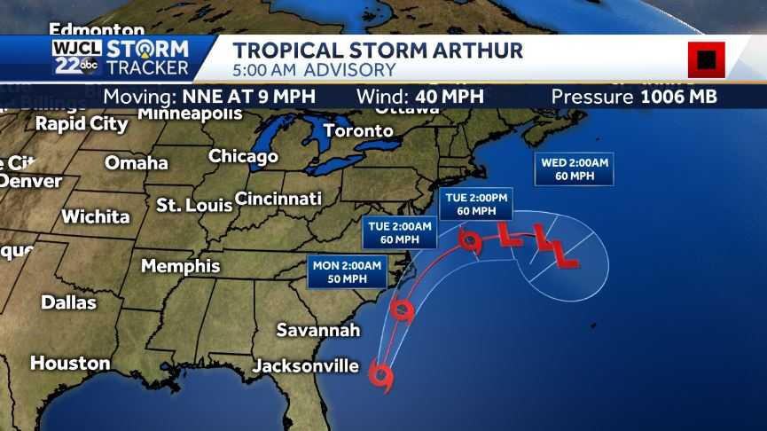 Tropical Storm Arthur is off the coast, what can you expect here? - WJCL