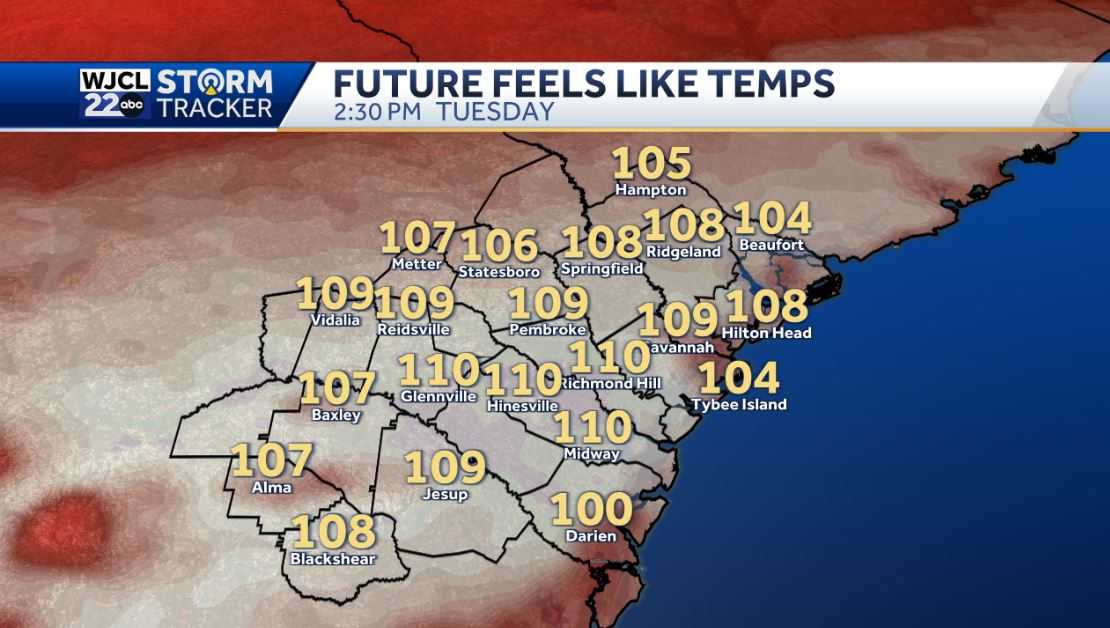 Very hot with feels like near 110˚ and PM severe storms possible - WJCL