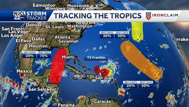 Tracking Franklin and likely tropical development in the Gulf