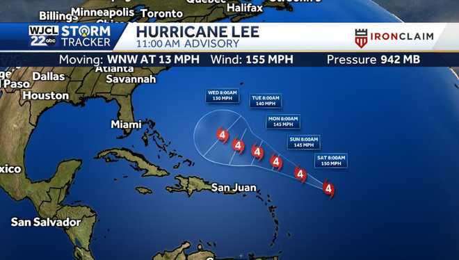 Lee a powerful category 4 hurricane. Where it tracks next