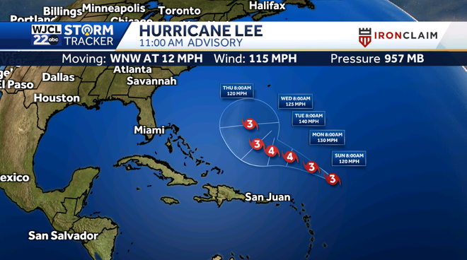 Hurricane Lee is weaker but still a major hurricane