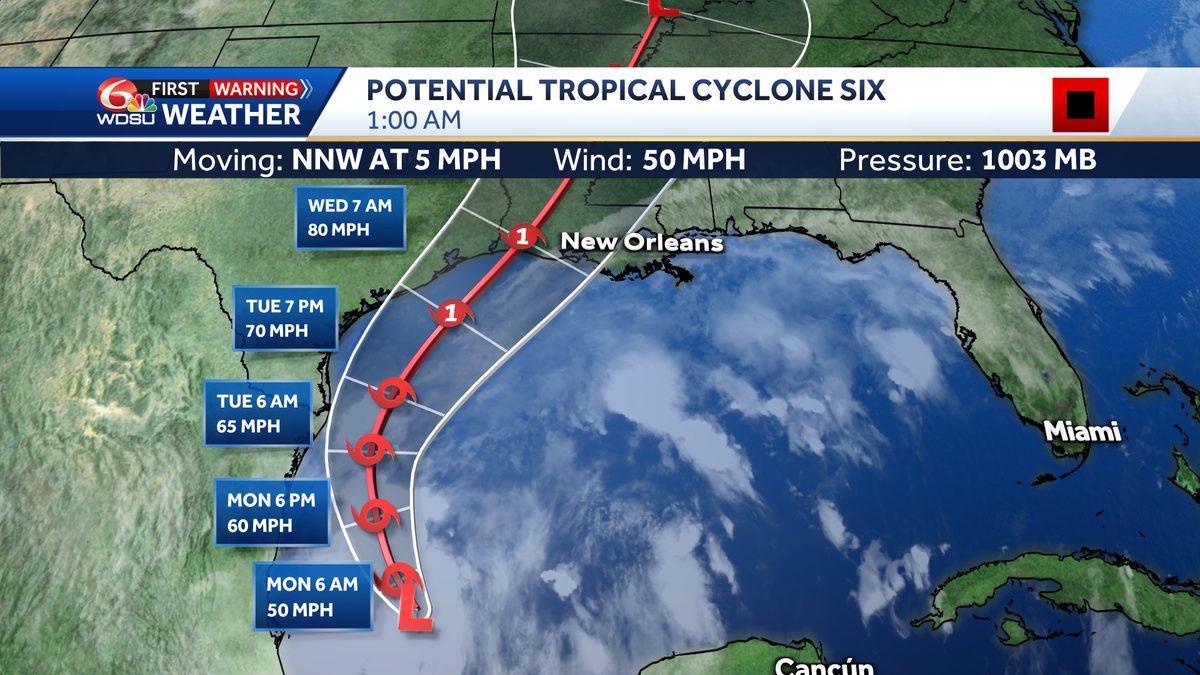 Tracking Potential Tropical Cyclone 6 Interactive storm radar latest cone and impacts WDSU New Orleans Tracking Potential Tropical Cyclone 6 Interactive storm radar latest cone and impacts WDSU New Orleans
