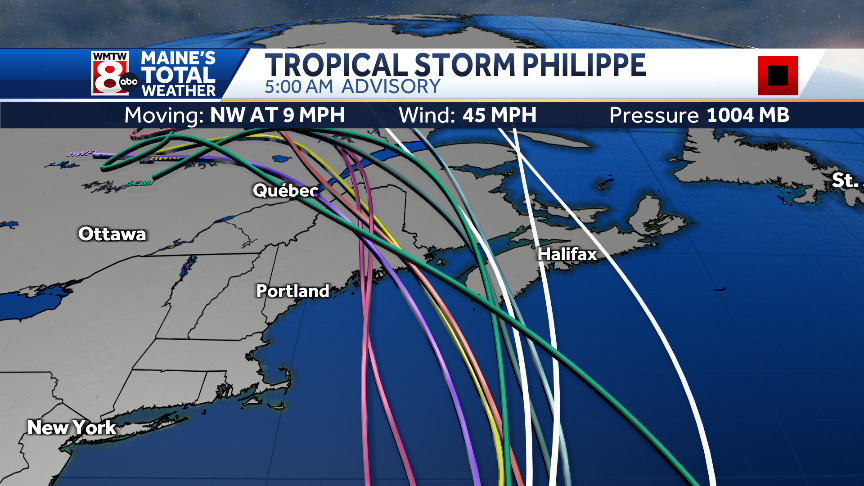 La tormenta tropical «desorganizada» Philip apunta a Maine con un cono de pronóstico