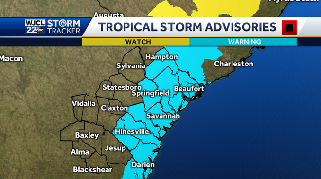 Tropical storm conditions likely by tomorrow for coastal counties