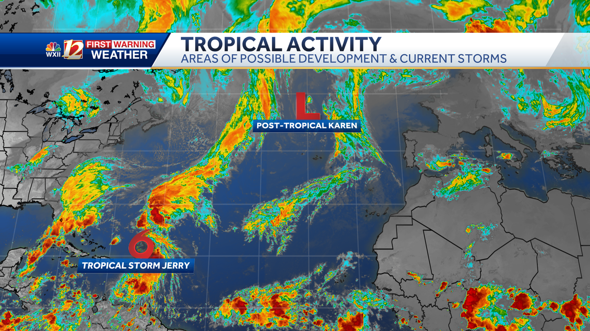 Karen forms and becomes post tropical in 24 hours, Jerry moving away from Caribbean Islands