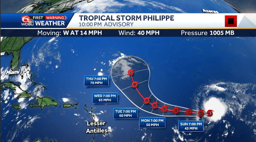 Tropical Storm Philippe lashes Caribbean, targets Bermuda, could head  toward U.S. – Orlando Sentinel