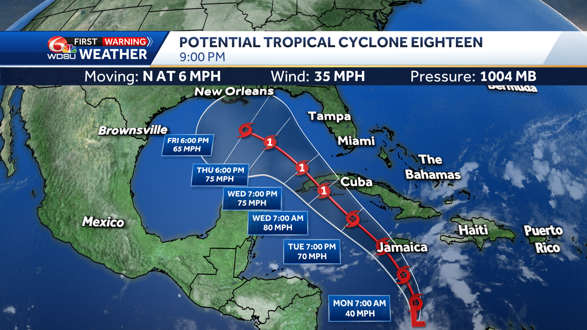 Potential Tropical Cyclone Eighteen forming in Caribbean