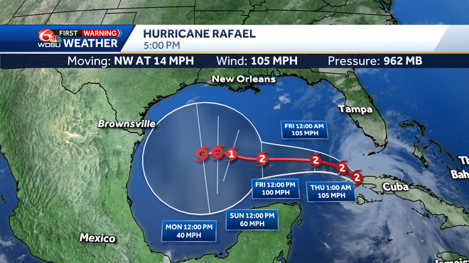 New Orleans weather forecast will Hurricane Rafael hit Louisiana