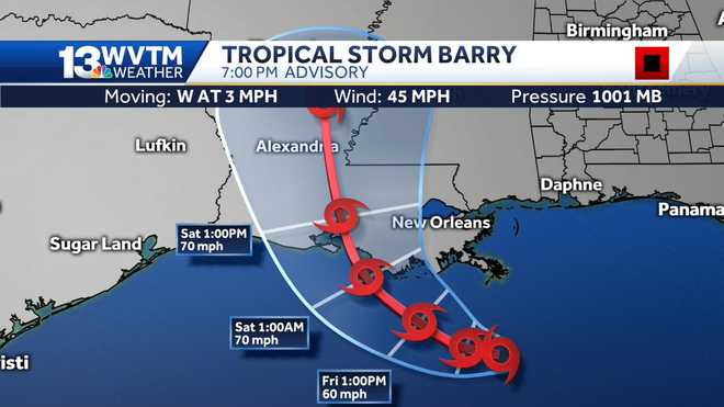 Tropical Storm Barry: Hurricane warning issued for Louisiana coast