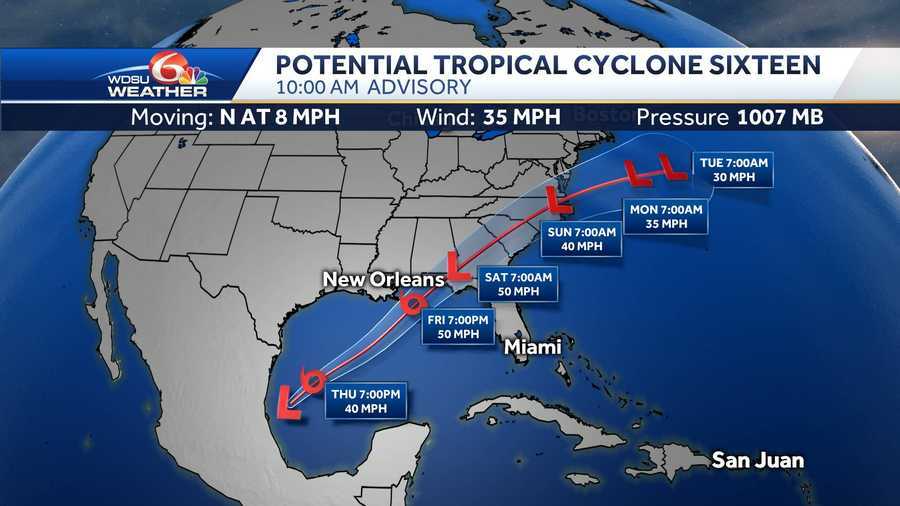 Potential Tropical Cyclone 16 Forms In The Gulf Of Mexico