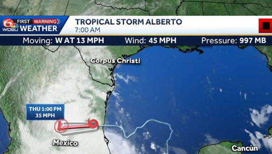 Tropical Storm Alberto weakens to depression 