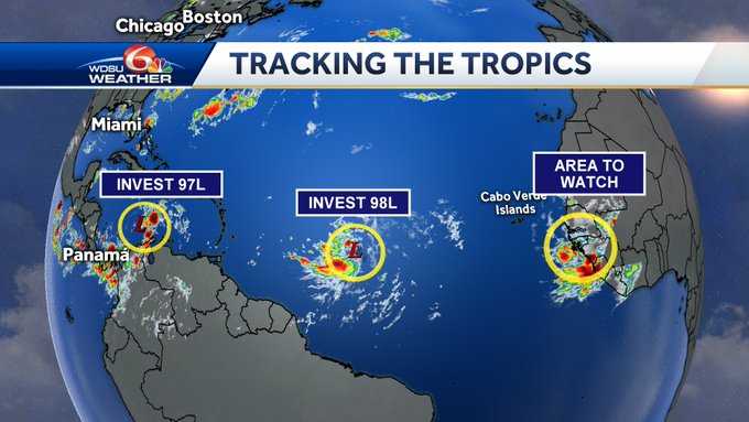 Three tropical disturbances being tracked in the Atlantic