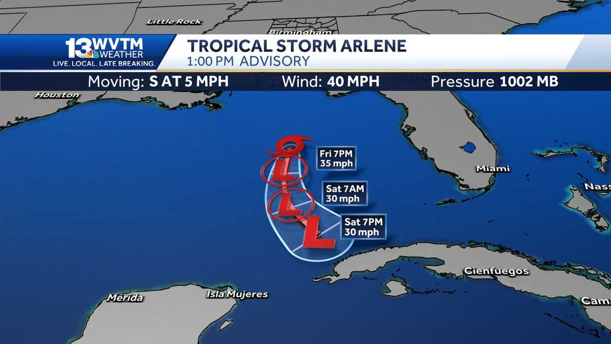 Alabama weather Tropical Storm Arlene now a Tropical Depression