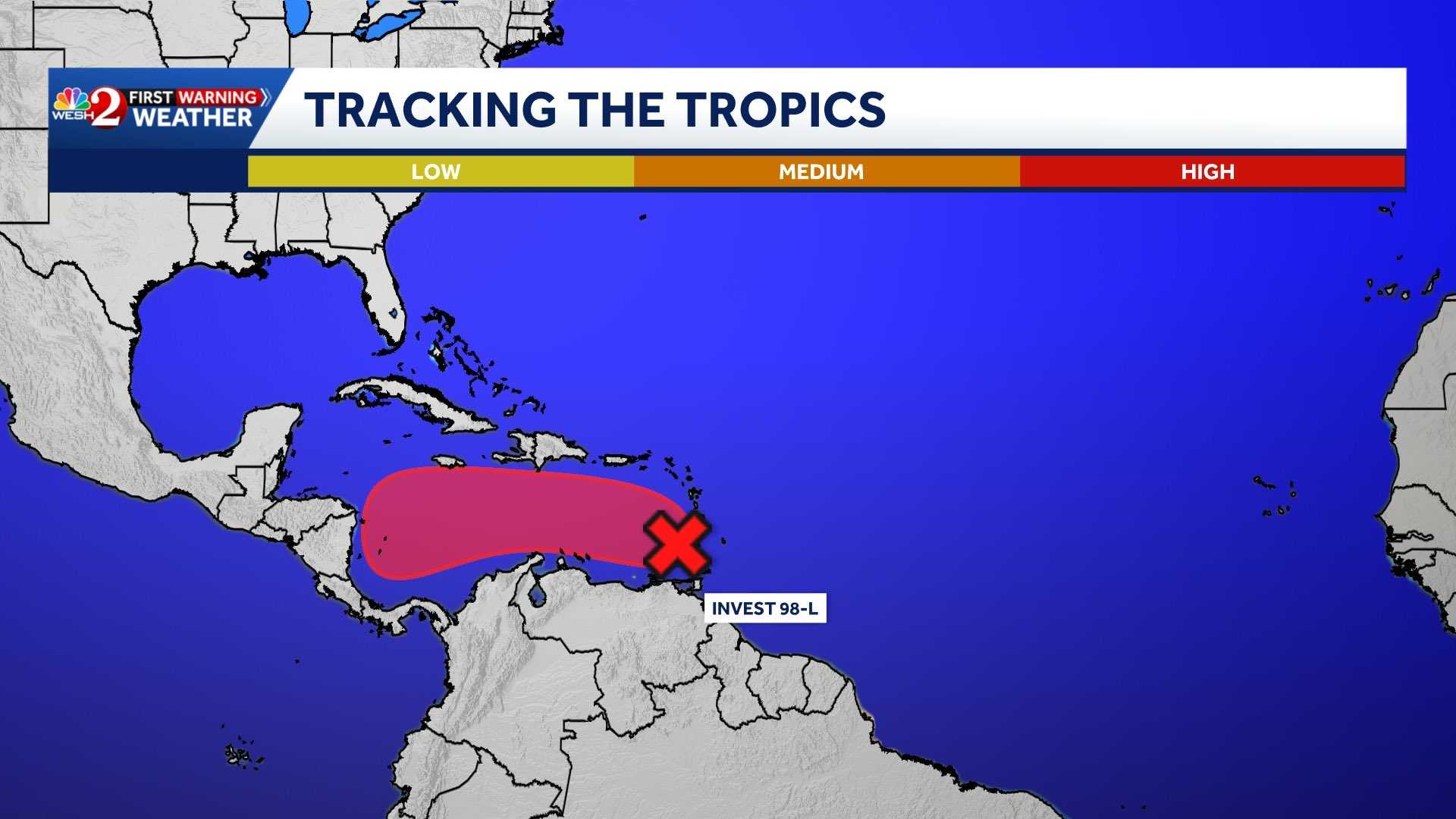 Invest 98-L could strengthen to tropical depression this week, NHC says