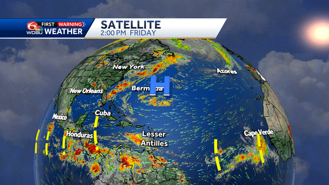 New Orleans weather weekend forecast high temp rain chance tropic