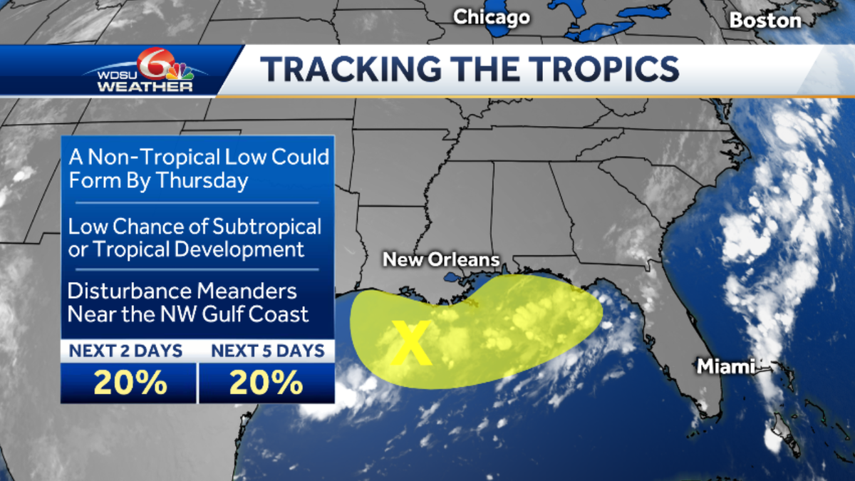 Low chance for tropical development in Gulf into the weekend