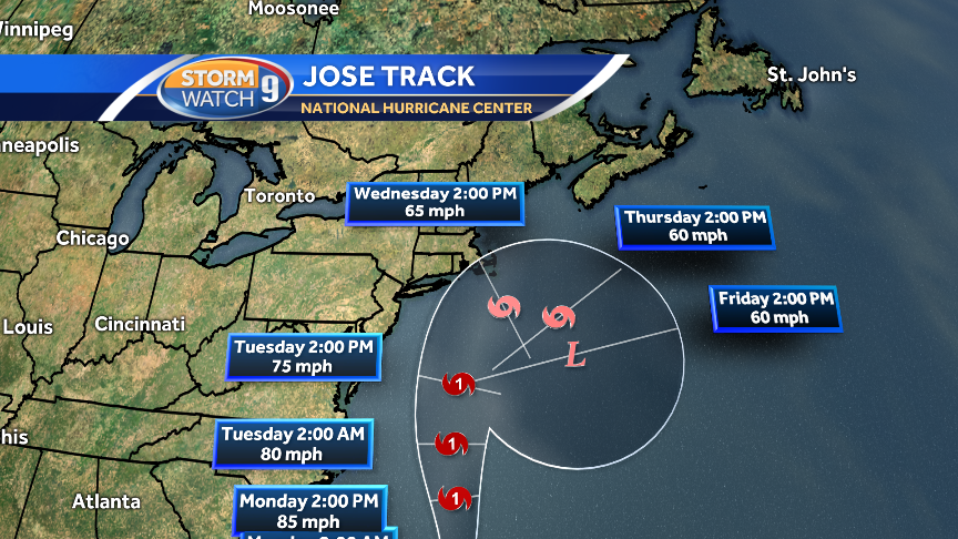 Hurricane Jose edges northward; latest track sends it farther offshore