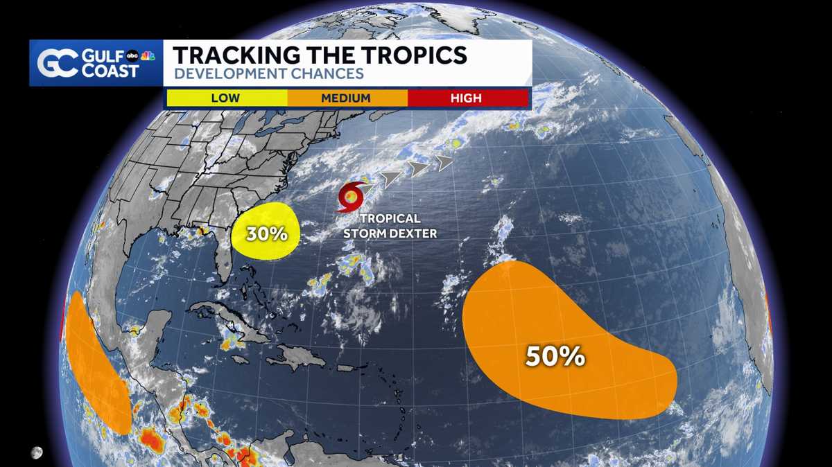Tropics: Tracking Dexter and two other areas of concern in the Atlantic
