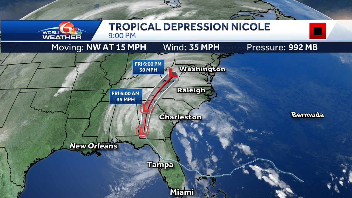 Nicole churning across Florida as a tropical storm