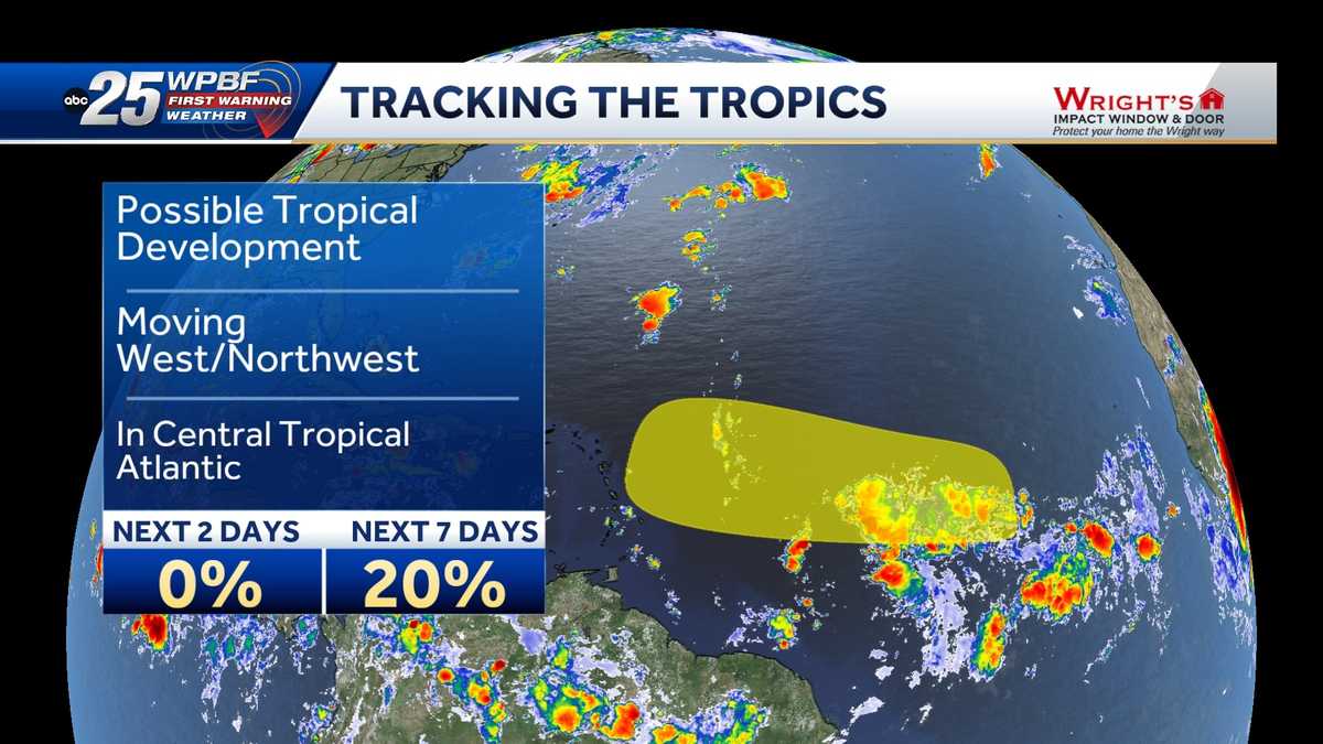 Area of low pressure could form in the central Tropical Atlantic